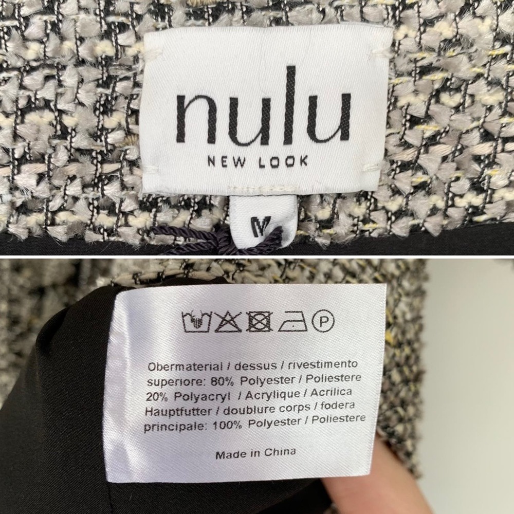Nulu Fringe Trim Long Tweed Blazer in Gray Size Medium - Picture 8 of 9